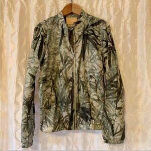 Massimo Dutti Green Bamboo Tropical Windbreaker Jacket Lightweight